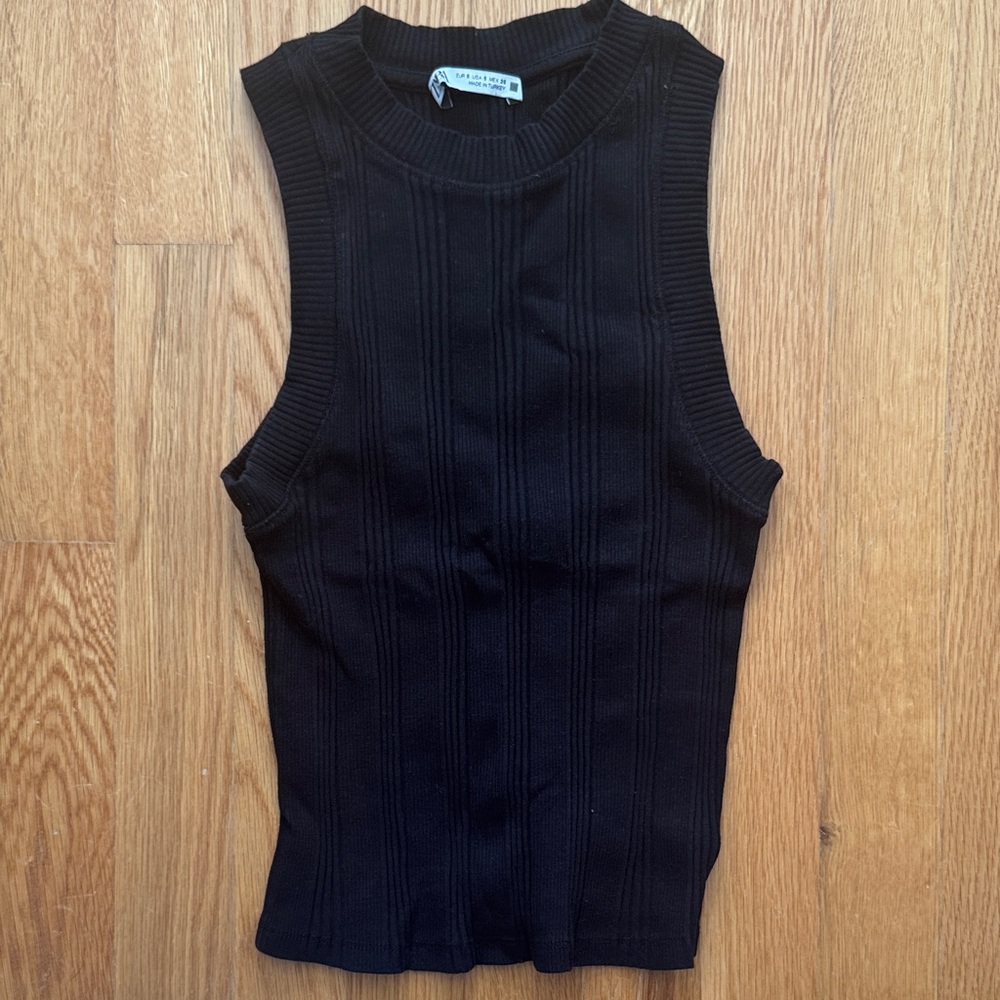 Zara Black Ribbed Tank Top